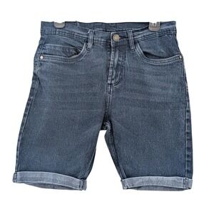 Copper Denim Jean Shorts Dark Wash Stretch Cuffed Casual 30 S Long Walking 8"